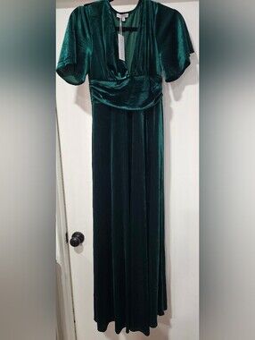 NWT Baltic Born Emerald Green Velvet Maxi Dress Size M
